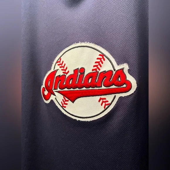 Vintage MLB Cleveland Indians Baseball Fleece V Neck Heavyweight Tee XL - Picture 2 of 4